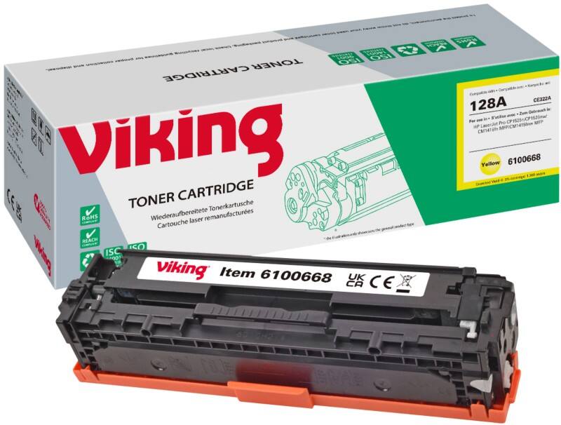 Viking 128A compatibele HP tonercartridge CE322A geel