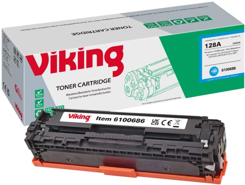 Viking 128A compatibele HP tonercartridge CE321A cyaan