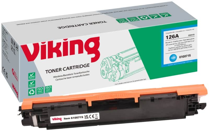 Viking 126A compatibele HP tonercartridge CE311A cyaan