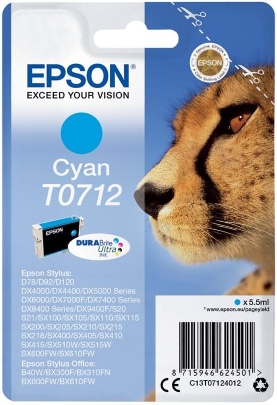 Epson T0712 Origineel Inktcartridge C13T07124012 Cyaan