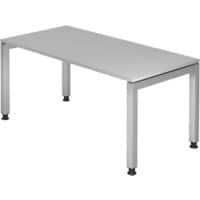 Hammerbacher J Series VJS Hoogteverstelbaar Bureau Rechthoekig Grijs 4 metalen poten 1.600 (B) x 800 (D) x 760 (H) mm Spaanplaat, Staal