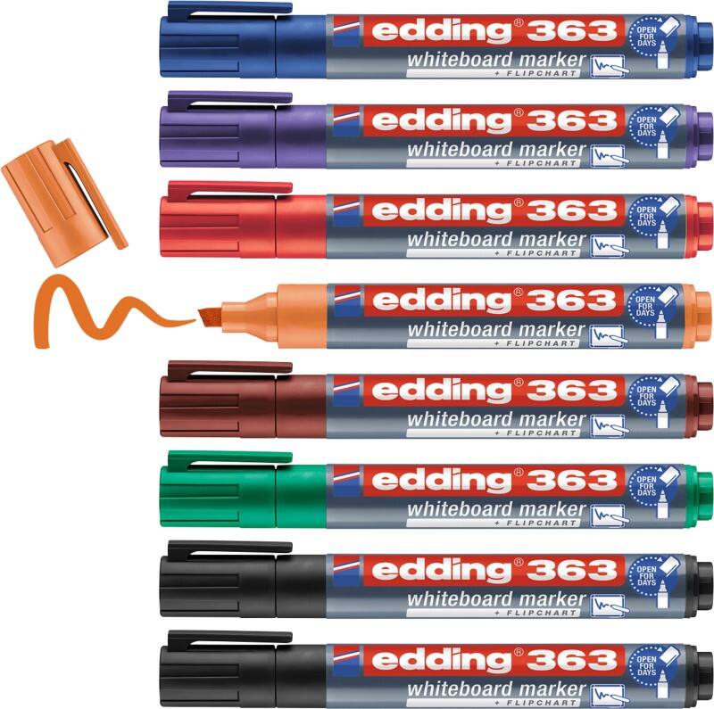 edding 363 Niet-permanent Whiteboard-marker Kleurenassortiment Breed Beitelpunt 1 - 5 mm 8 Stuks