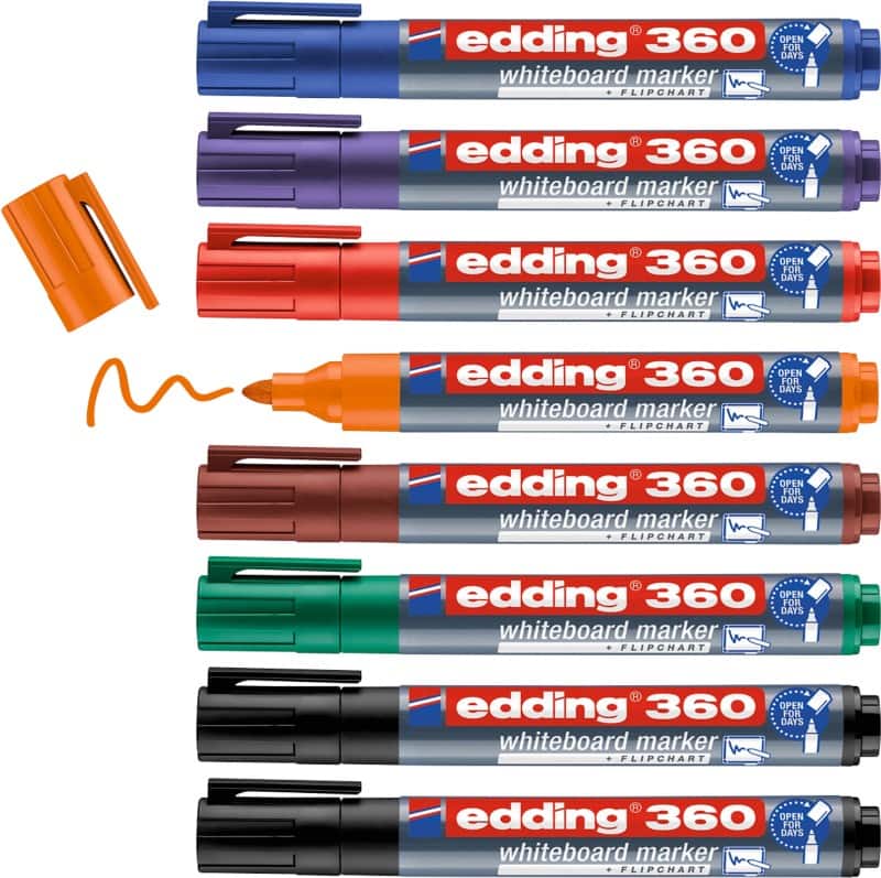 edding 360 Niet-permanent Whiteboard-marker Kleurenassortiment Medium Ronde punt 1,5 - 3 mm 8 Stuks