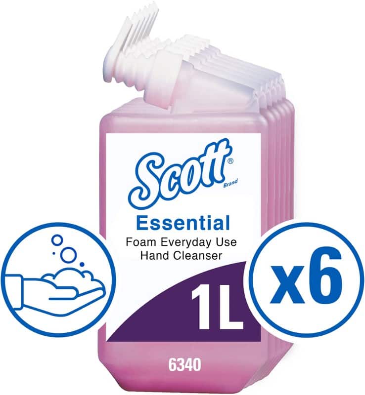 Scott Essential Handzeep navulling Schuim Roze 6340 6 Stuks à 1 L