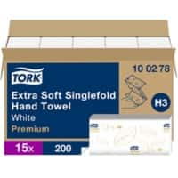 Tork Premium Handdoek H3 V-vouw Wit 2-laags 100278 15 Stuks à 200 Vellen