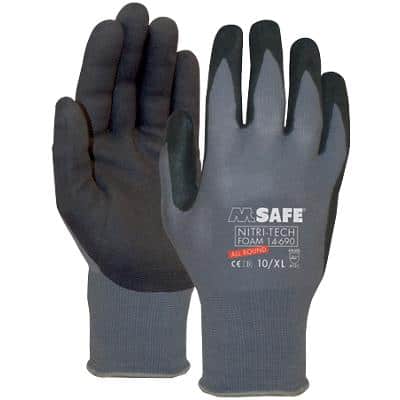 M-Safe Handschoenen Microfoam Nitril Maat L Zwart, grijs 1 Paar à 2 Handschoenen