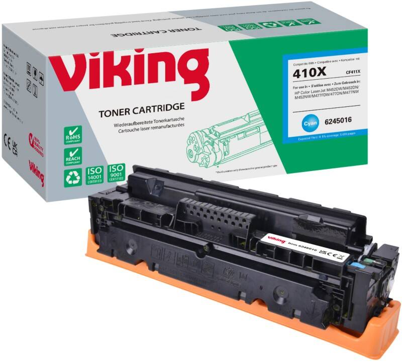 Viking 410X compatibele HP tonercartridge CF411X cyaan