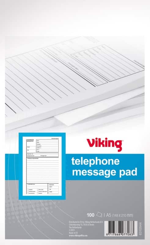 Viking Telefoonnotitieblok Wit Gelinieerd Geperforeerd A5 14,8 x 21 cm 70 g/m² 100 Vellen