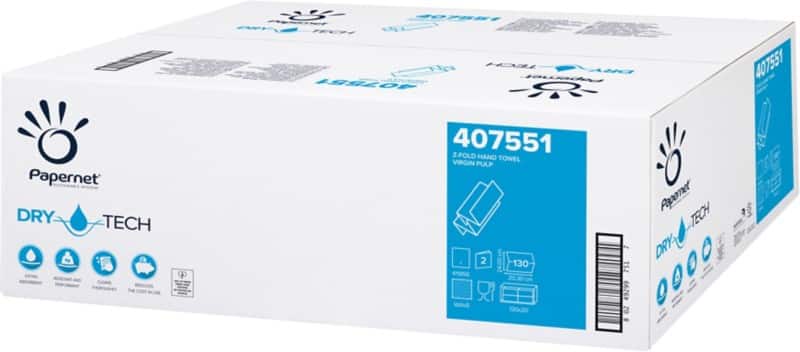 Papernet DryTech Handdoeken Z-vouw Wit 2-laags 407551 20 Rollen à 130 Vellen