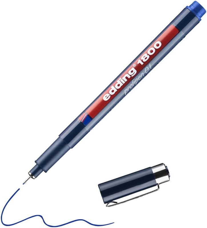 edding 1800 Fineliner Extra Fijn Ronde punt - 0,25 mm Blauw Navulbaar Waterbestendig