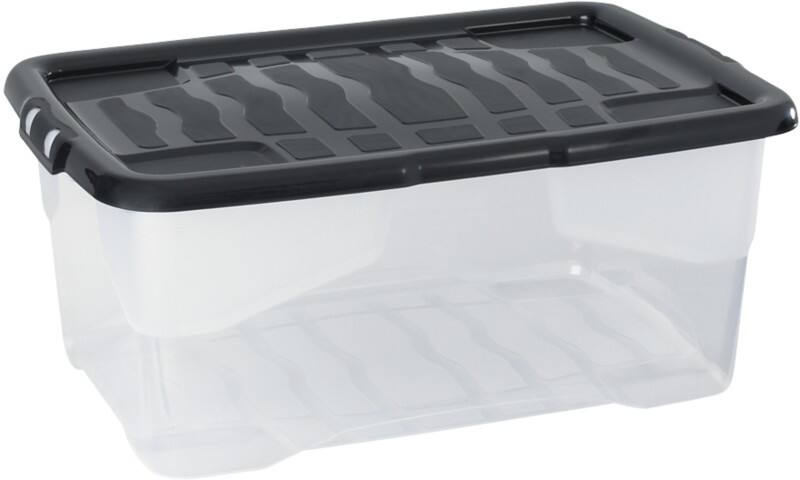 Kunststof Opbergdoos 42 l Transparant, zwart 60 x 40 x 25 cm