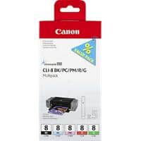 Canon CLI-8BK/PC/PM/R/G Origineel Inktcartridge Zwart, grijs, foto cyaan, foto magenta, rood Multipak  4 Stuks