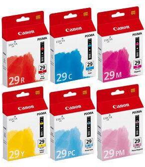 Canon PGI-29C/M/Y/PC/PM/R Origineel Inktcartridge Zwart, foto cyaan, magenta, foto magenta, geel, rood Multipack 6 Stuks