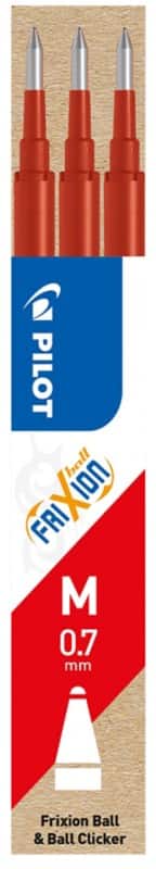 Pilot FriXion Ball Clicker Penvulling 0.35 mm Medium Kegelvormig Rood 3 Stuks