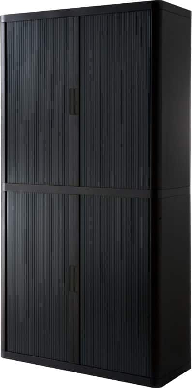 Paperflow Roldeurkast PS (Polystyreen), Staal 4 Planken Afsluitbaar 1.100 x 415 x 2.040 mm Zwart