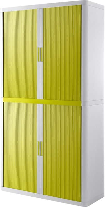 Paperflow Roldeurkast Metaal, PP (Polypropeen), PS (Polystyreen) 4 Planken Afsluitbaar 1.100 x 415 x 2.040 mm Groen, wit