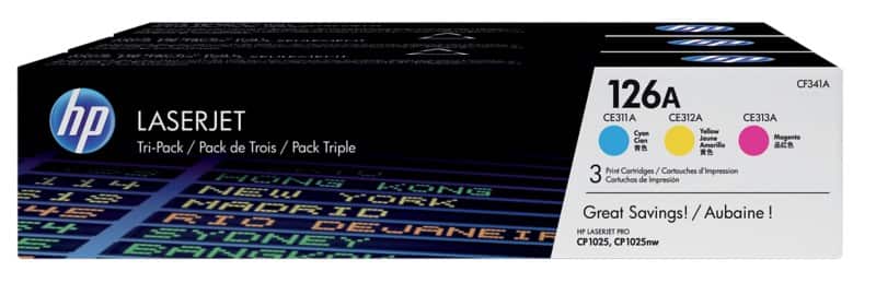 HP 126A originele tonercartridge CF341A cyaan, geel, magenta multipak 3 stuks