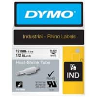 Dymo IND S0718300 / 18055 Authentiek Rhino Heat Shrink Labeltape Zelfklevend Zwart op wit 12 mm x 1.5m