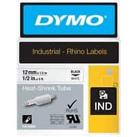 Dymo IND S0718300 / 18055 Authentiek Rhino Heat Shrink Labeltape Zelfklevend Zwart op wit 12 mm x 1.5m