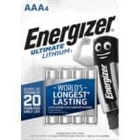 Energizer Batterijen Ultimate Lithium FR03 AAA 1250 mAh Lithium (Li) 1.5 V 4 Stuks