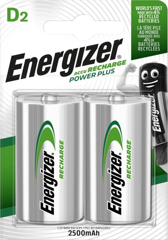 Energizer Batterij Power Plus D 2500 mAh Nikkel-metaalhydride (NiMH) 1.2 V 2 Stuks