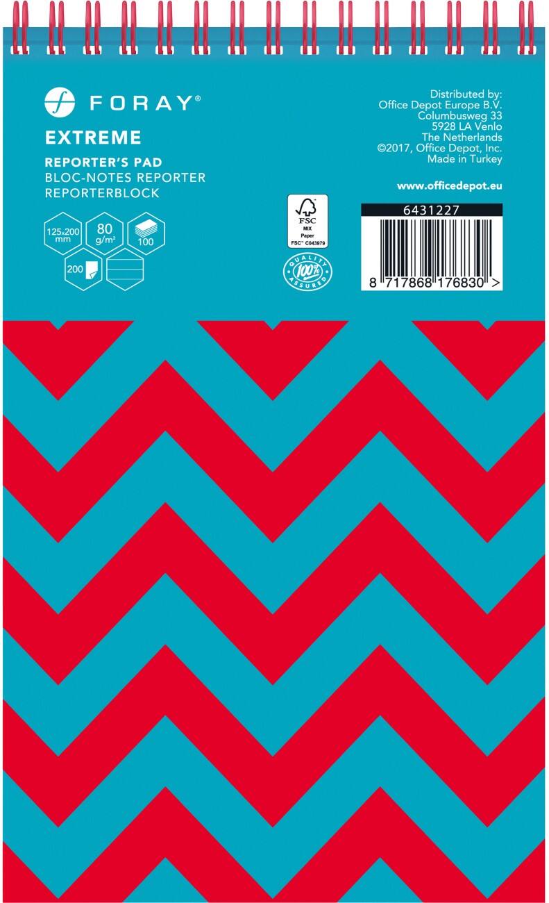Foray Extreme 125 x 200 mm Spiraalblok Turquoise Gelinieerd 3 stuks à 100 vellen