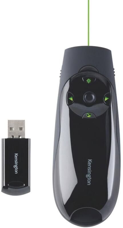 Kensington Expert Draadloze Presenter K72426EU Groene Laser en Cursorbediening Tot 45 m USB-A Ontvanger Zwart
