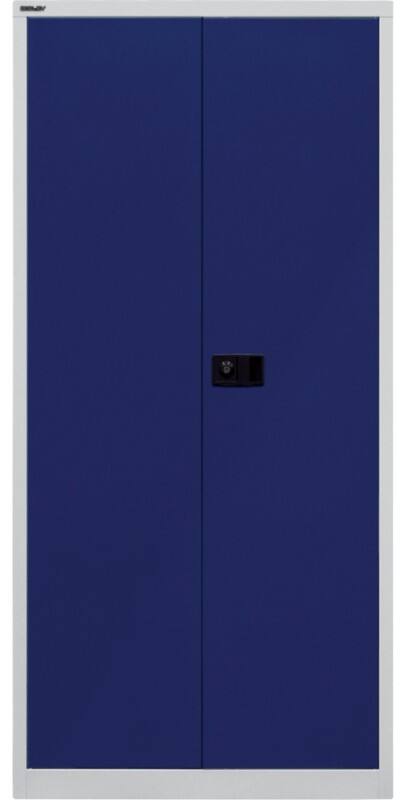 Bisley Draaideurkast Metaal 4 Planken Afsluitbaar 914 x 400 x 1.950 mm Lichtgrijs, oxfordblauw
