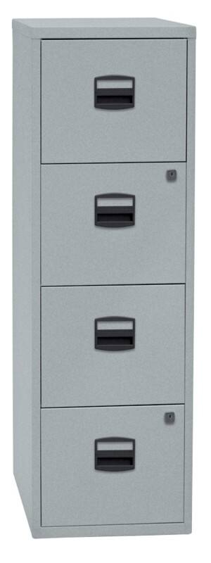 Bisley Home Metaal Archiefkast 4 Lades Afsluitbaar 413 x 400 x 1.321 mm Zilver