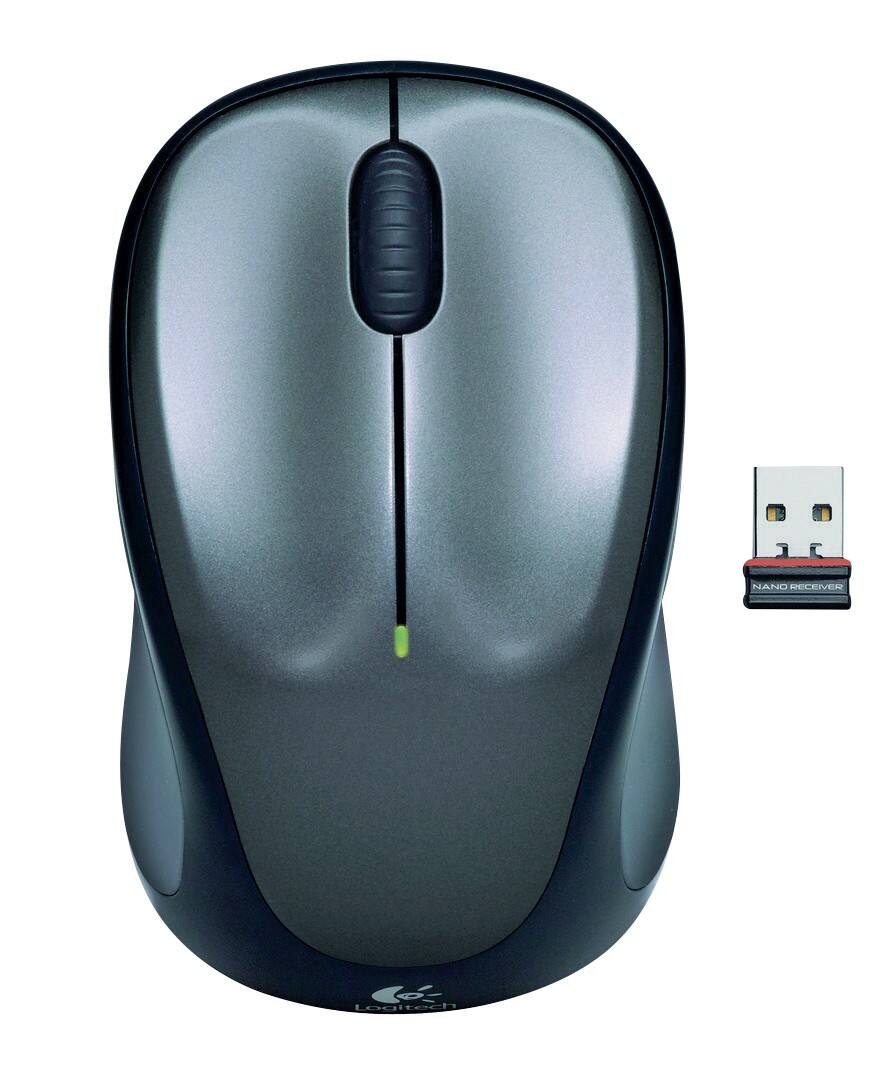 Logitech Draadloze Ergonomische Muis M235 Optisch voor Rechts- en Linkshandige gebruikers met USB-A Nano ontvanger Grijs, zwart