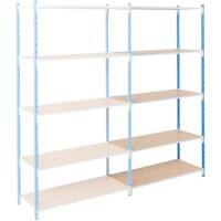 ARNO SPACE Werkplaats Vervolgelement 5 Planken Staal 1.000 x 500 x 2.000 mm Blauw, lichtgrijs