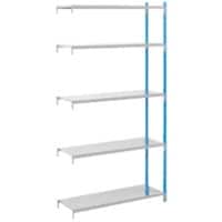 ARNO SPACE Werkplaats Vervolgelement 5 Planken Gelakt staal 1.250 x 600 x 2.000 mm Blauw, lichtgrijs