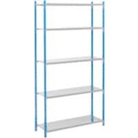 ARNO SPACE Werkplaats Basiselement 5 Planken Staal 1.000 x 800 x 2.000 mm Blauw, lichtgrijs