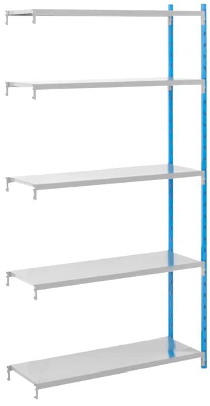 ARNO SPACE Werkplaats Vervolgelement 5 Planken Gelakt staal 1.000 x 600 x 2.000 mm Blauw, lichtgrijs