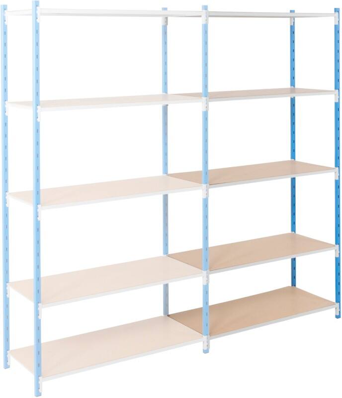 ARNO SPACE Werkplaats Vervolgelement 5 Planken Staal 1.000 x 600 x 2.000 mm Blauw, lichtgrijs