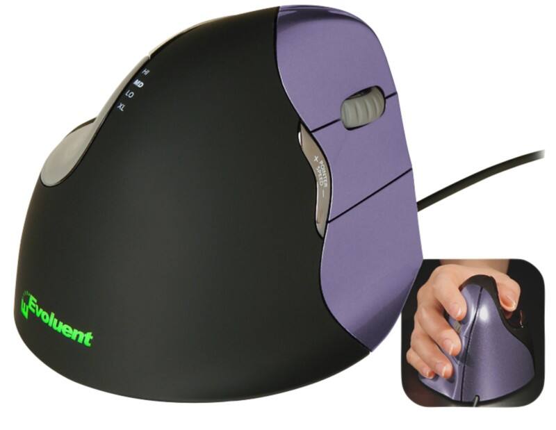 BakkerElkhuizen Bedrade Rechtshandige Verticale Muis Evoluent4 Optisch Zwart, paars