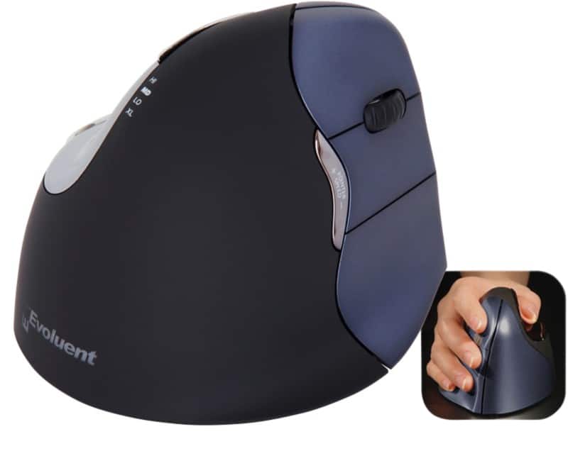 BakkerElkhuizen Draadloze Ergonomische Muis Evoluent4 Optisch voor Rechtshandige gebruikers USB-A Nano ontvanger Zwart, lila