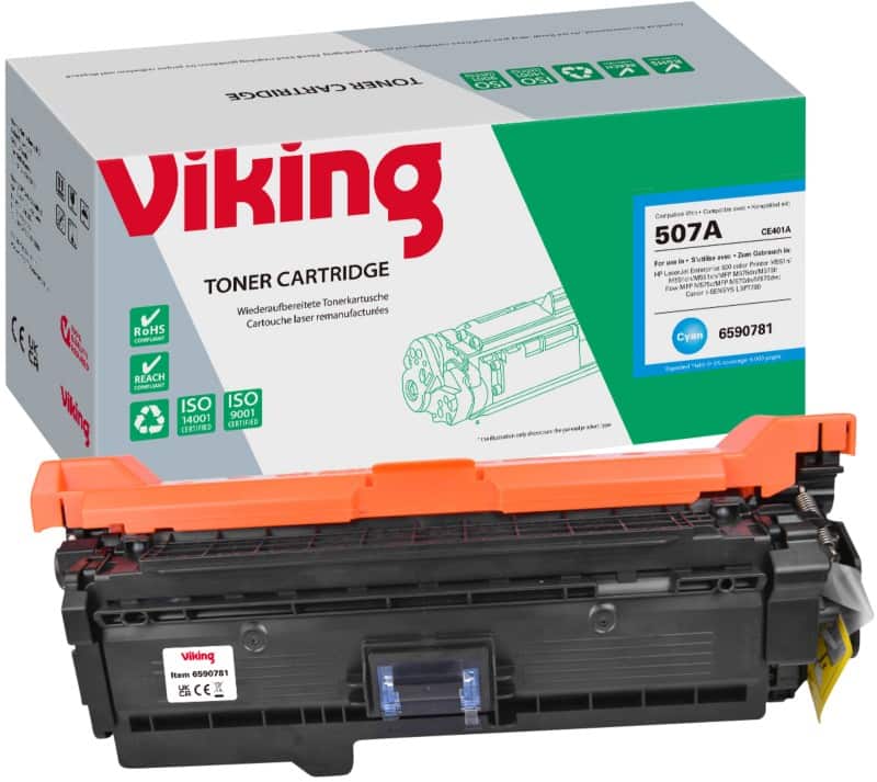 Viking 507A compatibele HP tonercartridge CE401A cyaan