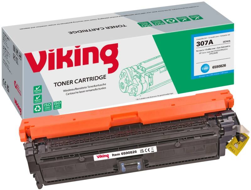 Viking 307A compatibele HP tonercartridge CE741A cyaan