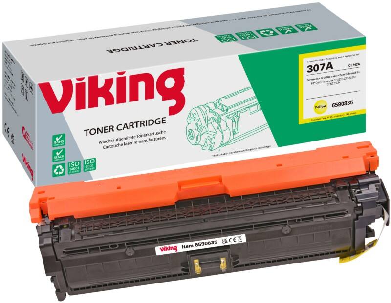 Viking 307A compatibele HP tonercartridge CE742A geel