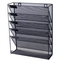 Viking Folderhouder A4 5 Vakken Wandmontage 32,5 (B) x 10,5 (D) x 40,5 (H) cm Zwart