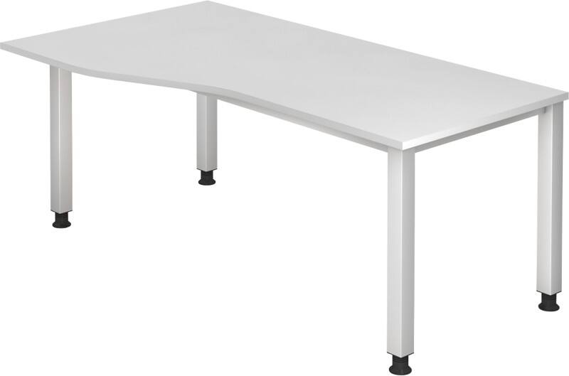 Hammerbacher VQS Hoogteverstelbaar Bureau Vrije vorm Wit 4 metalen poten 1.800 (B) x 1.000 (D) x 810 (H) mm Spaanplaat, Staal