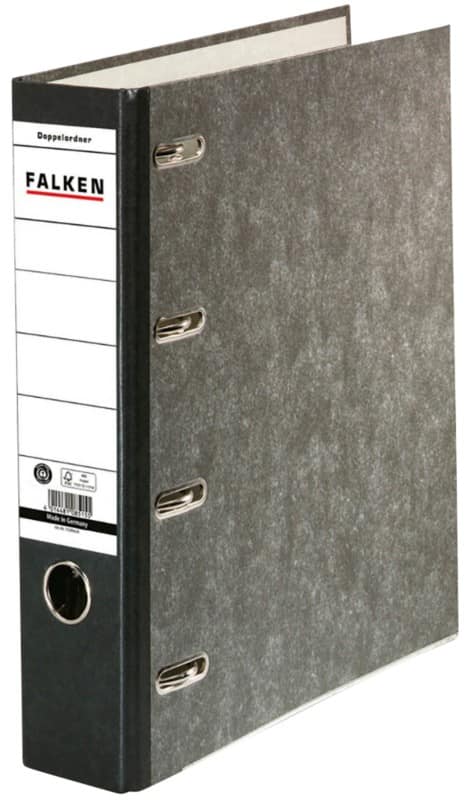 Falken Breed Dubbele ordner A4 70 mm Zwart 4 Ringen S70 Karton, PP (Polypropeen) Liggend Gerecycled