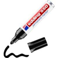 edding 550 Permanent marker  Breed Ronde punt 3 - 4 mm Zwart Navulbaar Waterbestendig