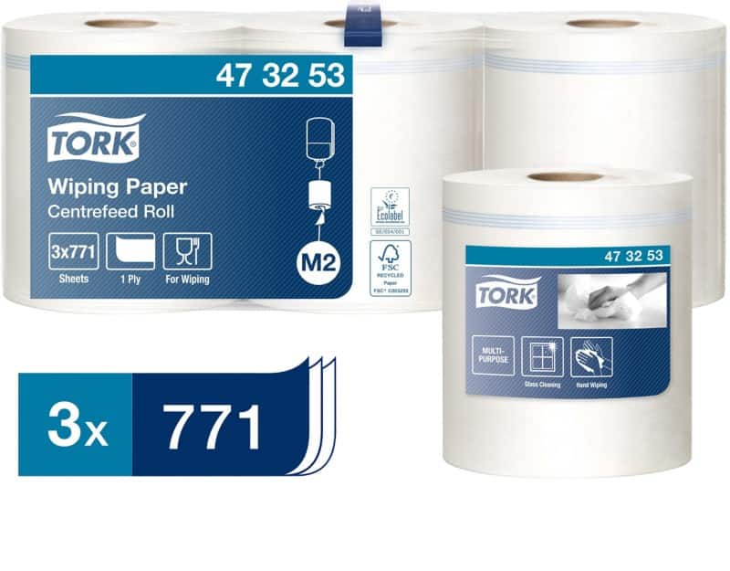 Tork Poetspapier M2 Reflex 1-laags 3 Rollen à 771 Vellen