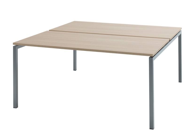 Bisley Bureautafel Quattro desk basic Eiken, Zilver Wit 1.600 x 1.640 x 740 mm fh
