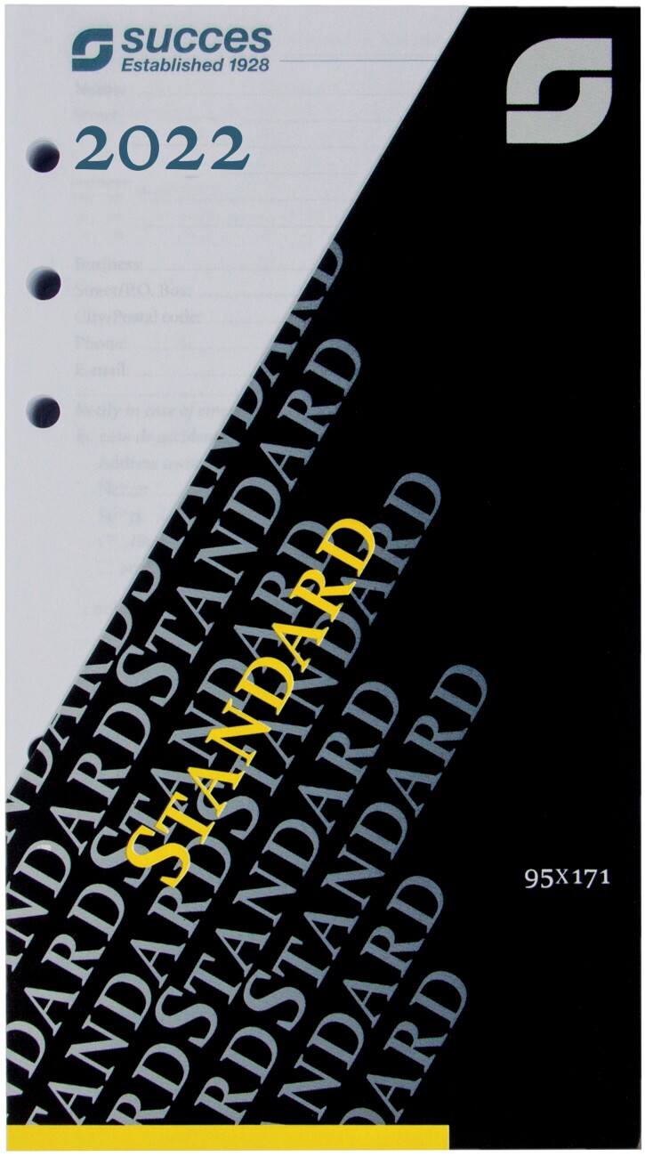 SUCCES Agendavulling Standard 2022 A6 1 Dag per pagina Papier Wit 6 ringen Viertalig NL, DU, FR, EN