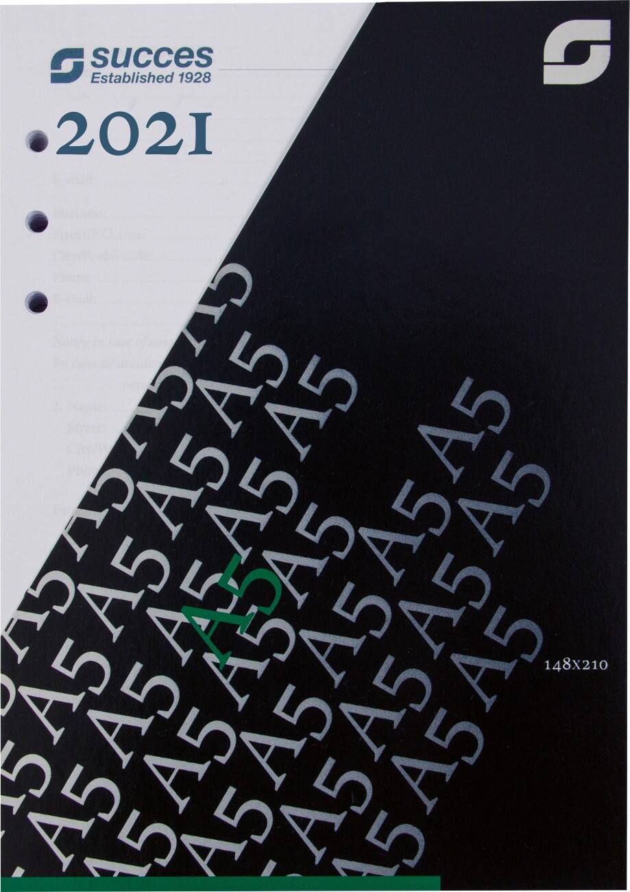 SUCCES Agendavulling A5 2022 1 Week per 2 pagina's Staand Wit Viertalig NL, DU, FR, EN 14,8 x 21 cm