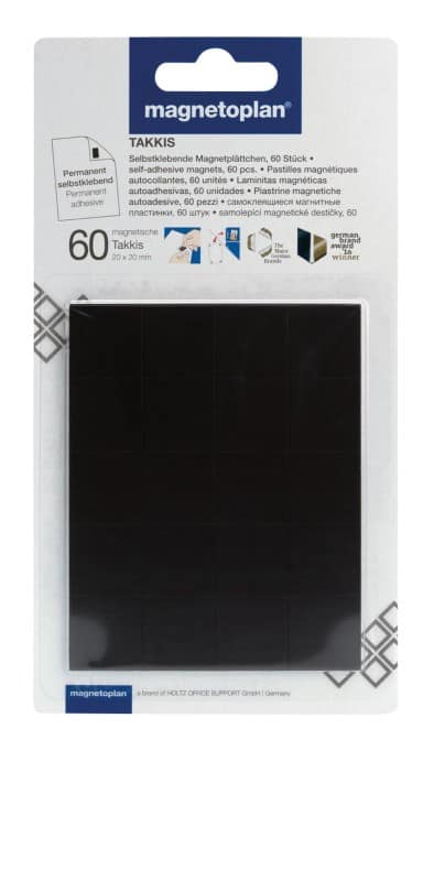 magnetoplan Takkis Stickers Magnetisch 2 x 2 cm Zwart 15502 1 Vel à 60 Stuks