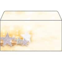 Sigel Glitter Stars Enveloppen 11 x 22 cm Beige, zilver 50 Stuks